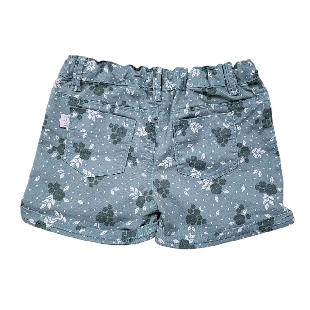 Puppet Floral Shorts Girls 8 Green Polka Dot Denim Elastic Waist Kids - Picture 10 of 10